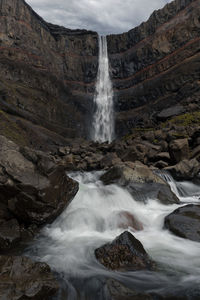 Hengifoss waterfall valley in the eastern iceland