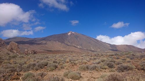 Scenic view of arid landscape against sky