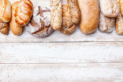 High angle view of bread on table