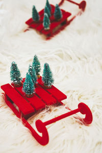 Close-up of christmas decorations on table