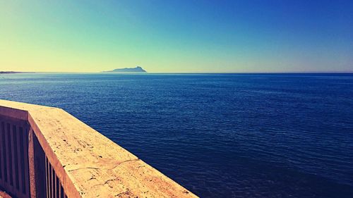 Scenic view of sea against clear sky