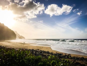 Scenic view of beach against sky