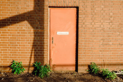 Closed door of building