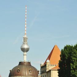 Low angle view of tower against sky