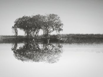 Scenic view of lake against clear sky