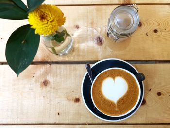 High angle view of coffee on table