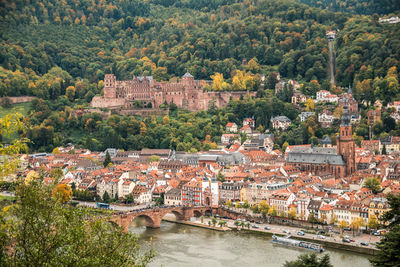 High angle view of bridge over river in city