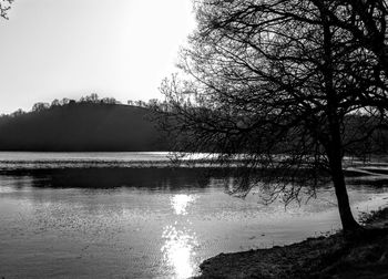 Scenic view of lake against sky during winter