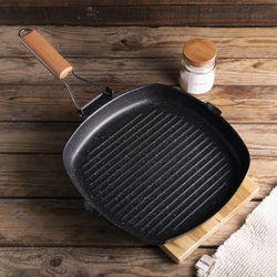 High angle view of cooking pan