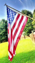 Low angle view of american flag