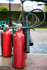 Close-up of fire extinguisher