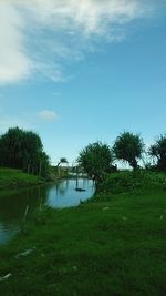 Scenic view of lake against sky