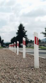 Surface level of beach against sky