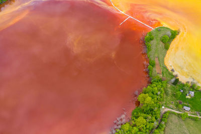 High angle view of multi colored candies in water