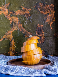 View of pumpkin on table during autumn