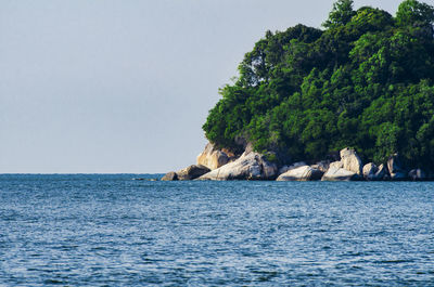 Scenic view of sea against clear sky