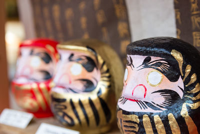 Close-up of decorations on table