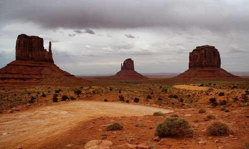 Scenic view of rock formations against sky