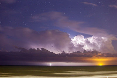 Scenic view of sea against sky at sunset