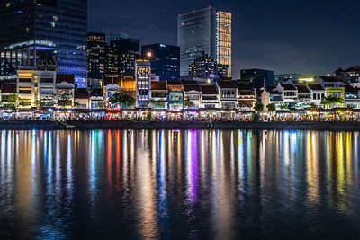 Illuminated city at night