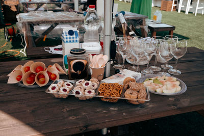 High angle view of food on table