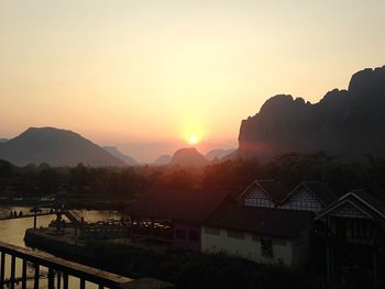 Scenic view of mountains at sunset