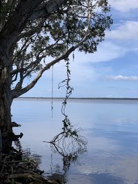 Scenic view of lake against sky