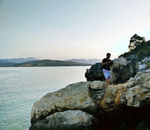 Man standing on rocks