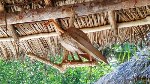 Low angle view of wooden roof
