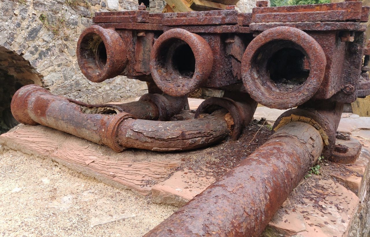 rusty, metal, old, no people, day, obsolete, run-down, decline, close-up, pipe - tube, deterioration, connection, abandoned, damaged, weathered, outdoors, machinery, architecture, transportation, industry, iron - metal, wheel, iron