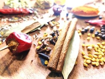 High angle view of food on table