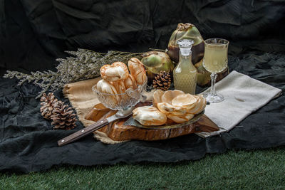 High angle view of food on table