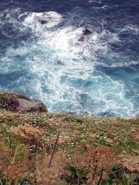 High angle view of sea waves