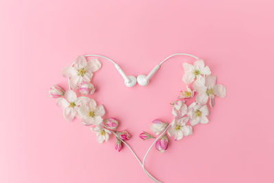 Close-up of pink heart shape against white background