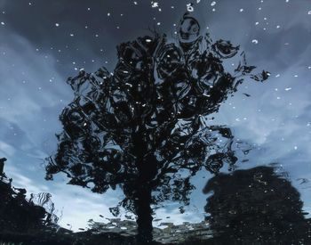 Low angle view of silhouette tree against sky