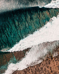 Directly above shot of waves on beach