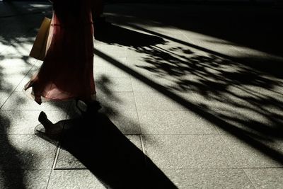Low section of people walking on road
