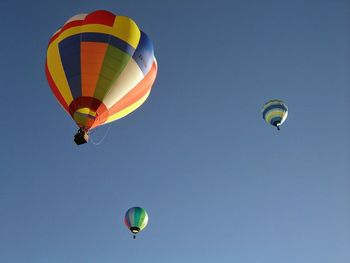 Low angle view of hot air balloons