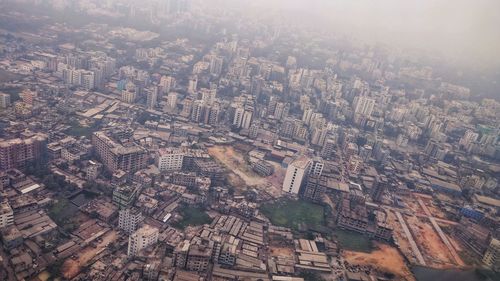 High angle view of buildings in city