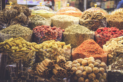 Various  spices for sale at market stall