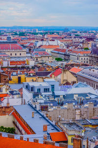 High angle view of townscape against sky