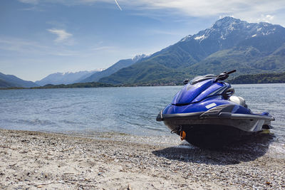 Jet ski on a beach in lake como