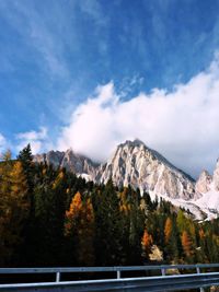 Scenic view of mountains against cloudy sky