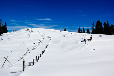 Scenic view of snowy landscape against sky