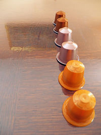 Close-up high angle view of table