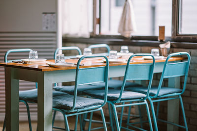 Empty chairs and table