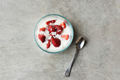 High angle view of breakfast in bowl