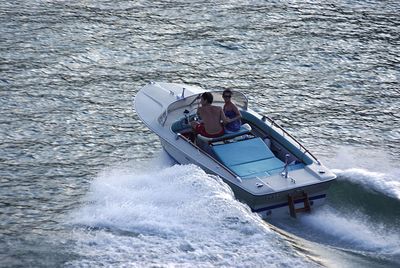 Boat sailing in sea