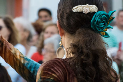 Rare view of woman dancing during festival