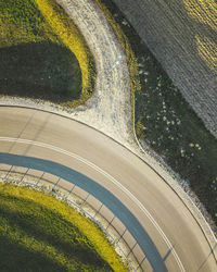 High angle view of road by trees